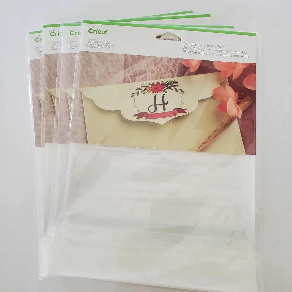 NIP CRICUT Lot Of 4 Printable Clear Sticker Paper 5 Sheets Each 8.5x11